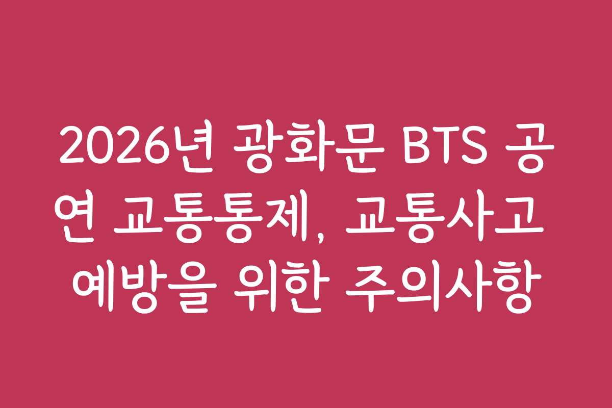 2026년 광화문 BTS 공연 교통통제, 교통사고 예방을 위한 주의사항