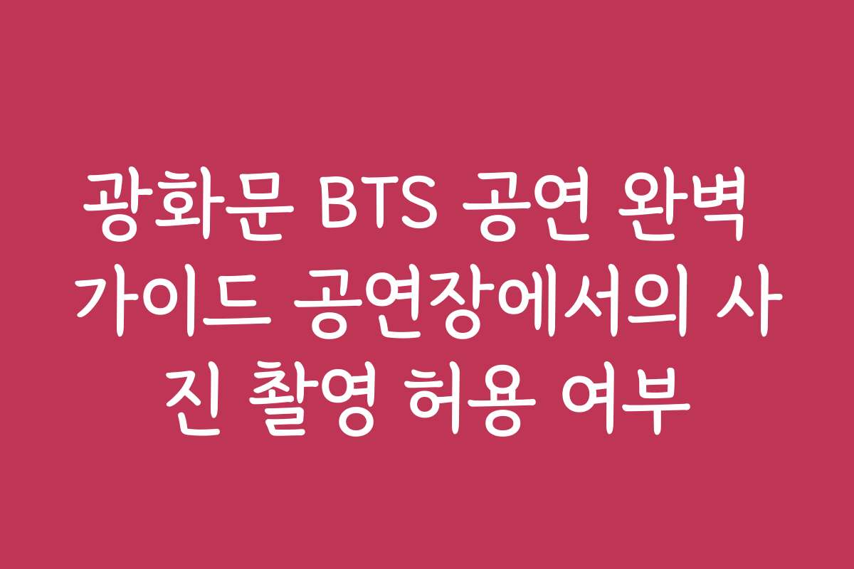 광화문 BTS 공연 완벽 가이드 공연장에서의 사진 촬영 허용 여부