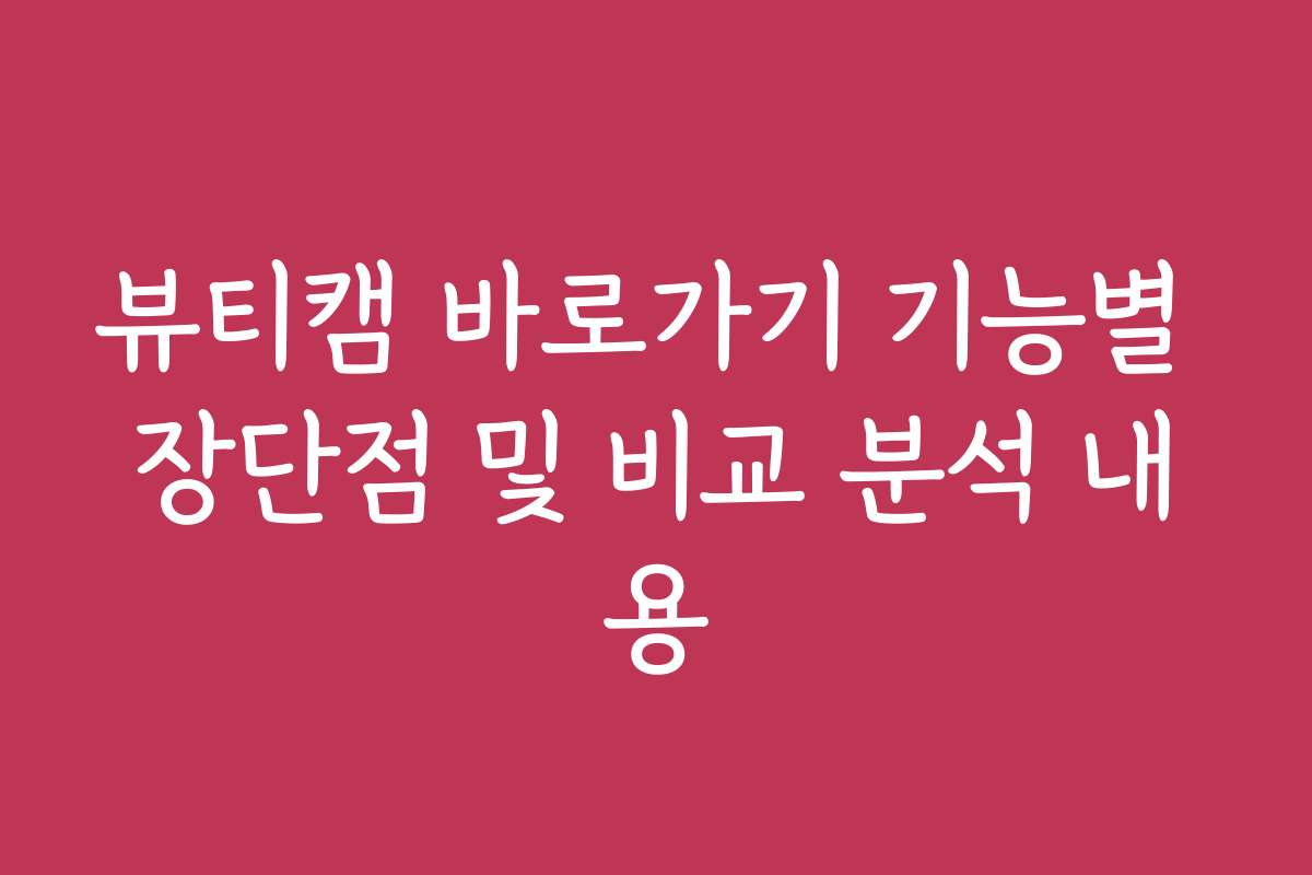 뷰티캠 바로가기 기능별 장단점 및 비교 분석 내용