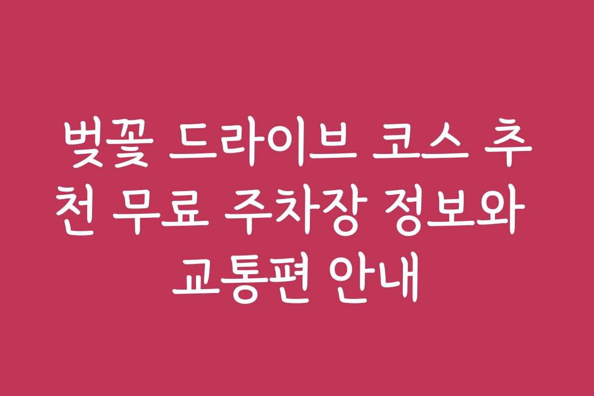벚꽃 드라이브 코스 추천 무료 주차장 정보와 교통편 안내 벚꽃 드라이브 코스 추천 무료 주차장 정보와 교통편 안내