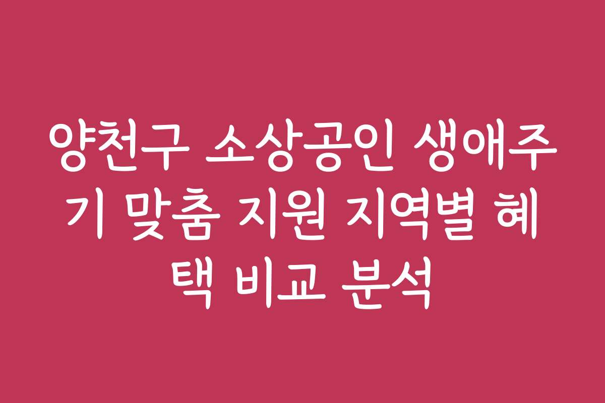 양천구 소상공인 생애주기 맞춤 지원 지역별 혜택 비교 분석