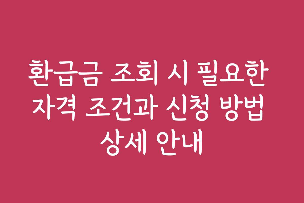 환급금 조회 시 필요한 자격 조건과 신청 방법 상세 안내