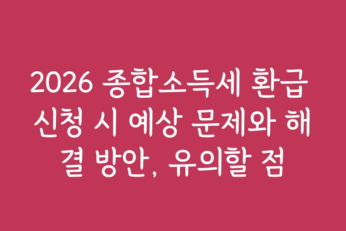 2026 종합소득세 환급 신청 시 예상 문제와 해결 방안, 유의할 점