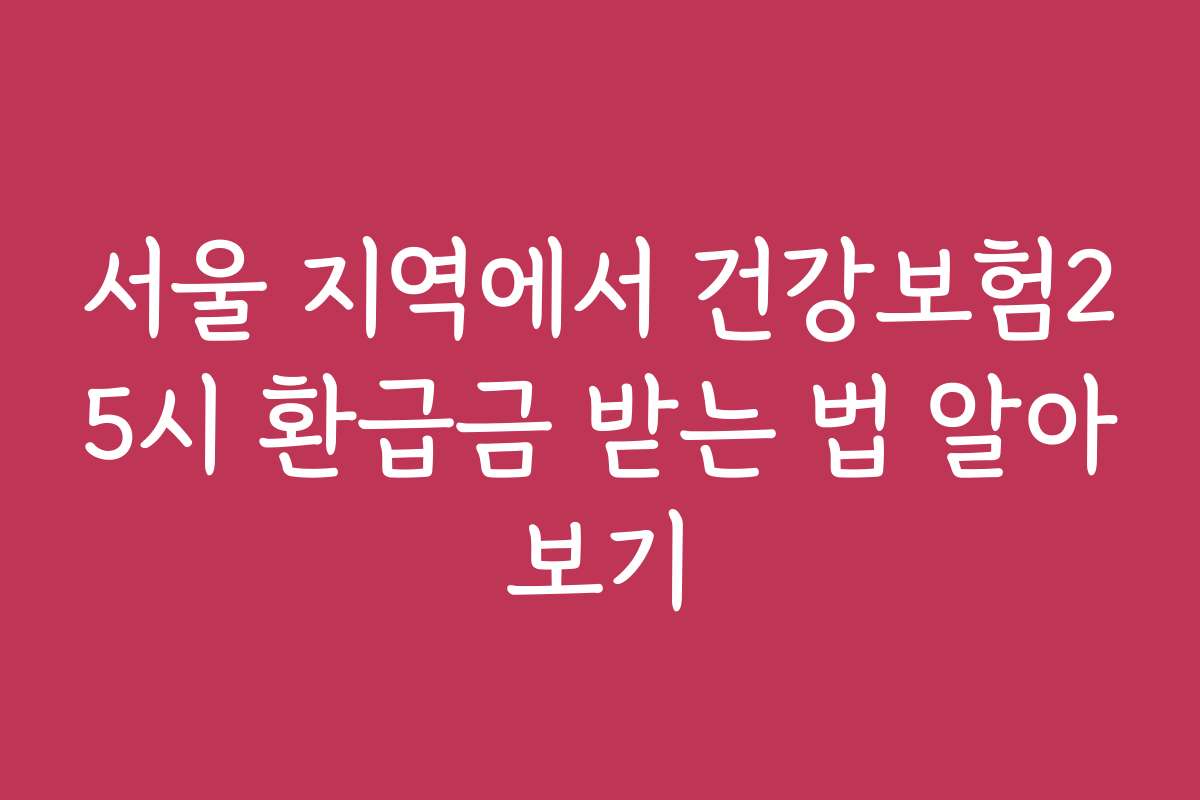 서울 지역에서 건강보험25시 환급금 받는 법 알아보기