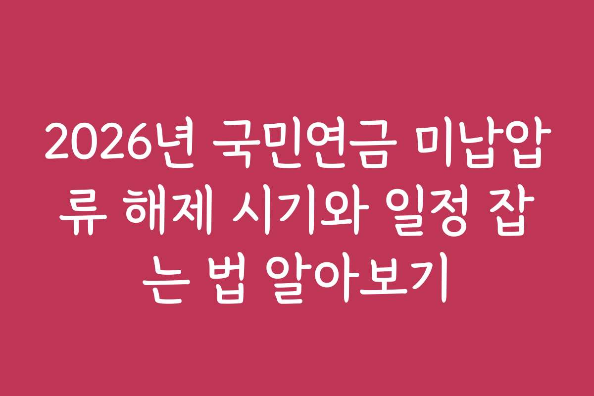 2026년 국민연금 미납압류 해제 시기와 일정 잡는 법 알아보기