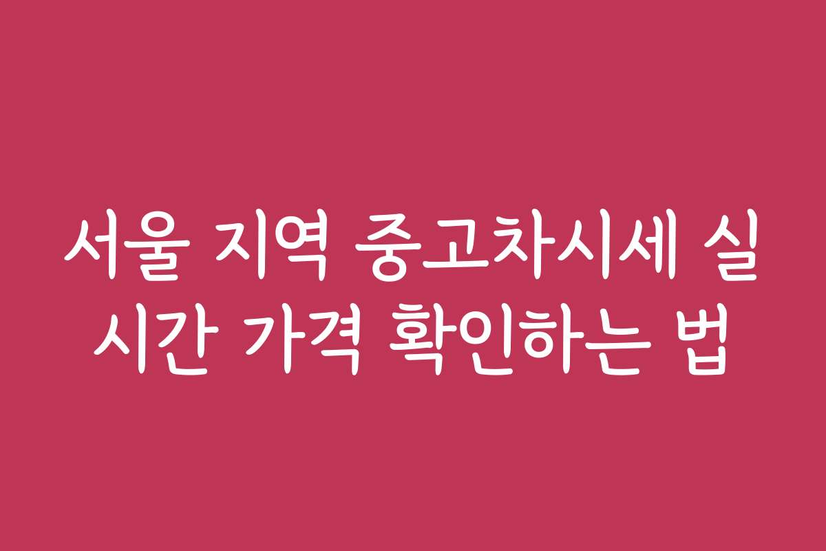 서울 지역 중고차시세 실시간 가격 확인하는 법