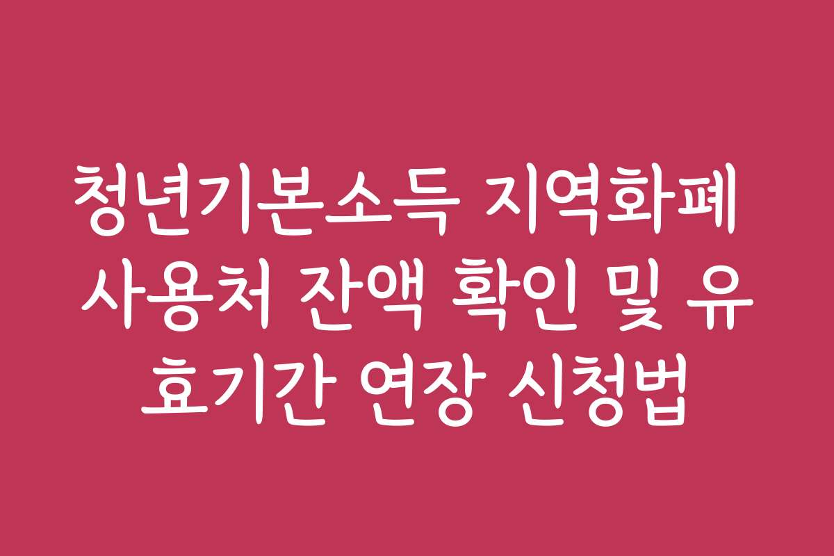 청년기본소득 지역화폐 사용처 잔액 확인 및 유효기간 연장 신청법