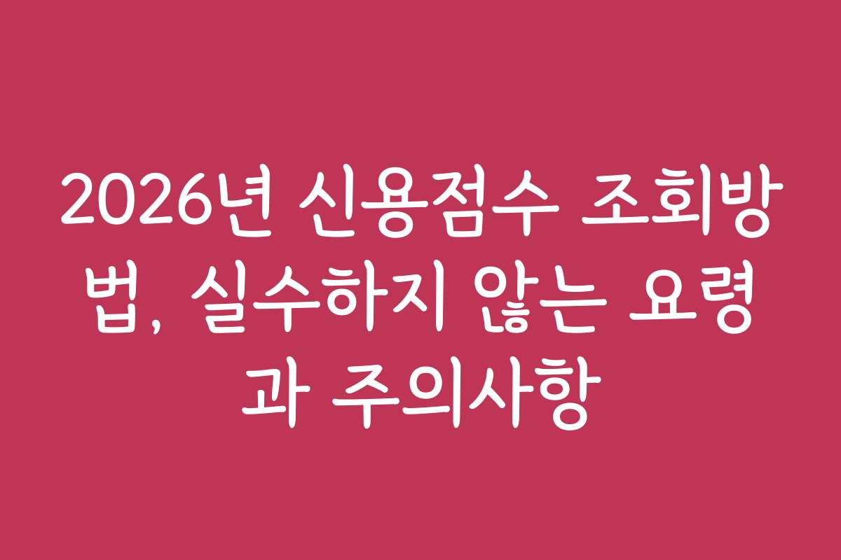 2026년 신용점수 조회방법, 실수하지 않는 요령과 주의사항