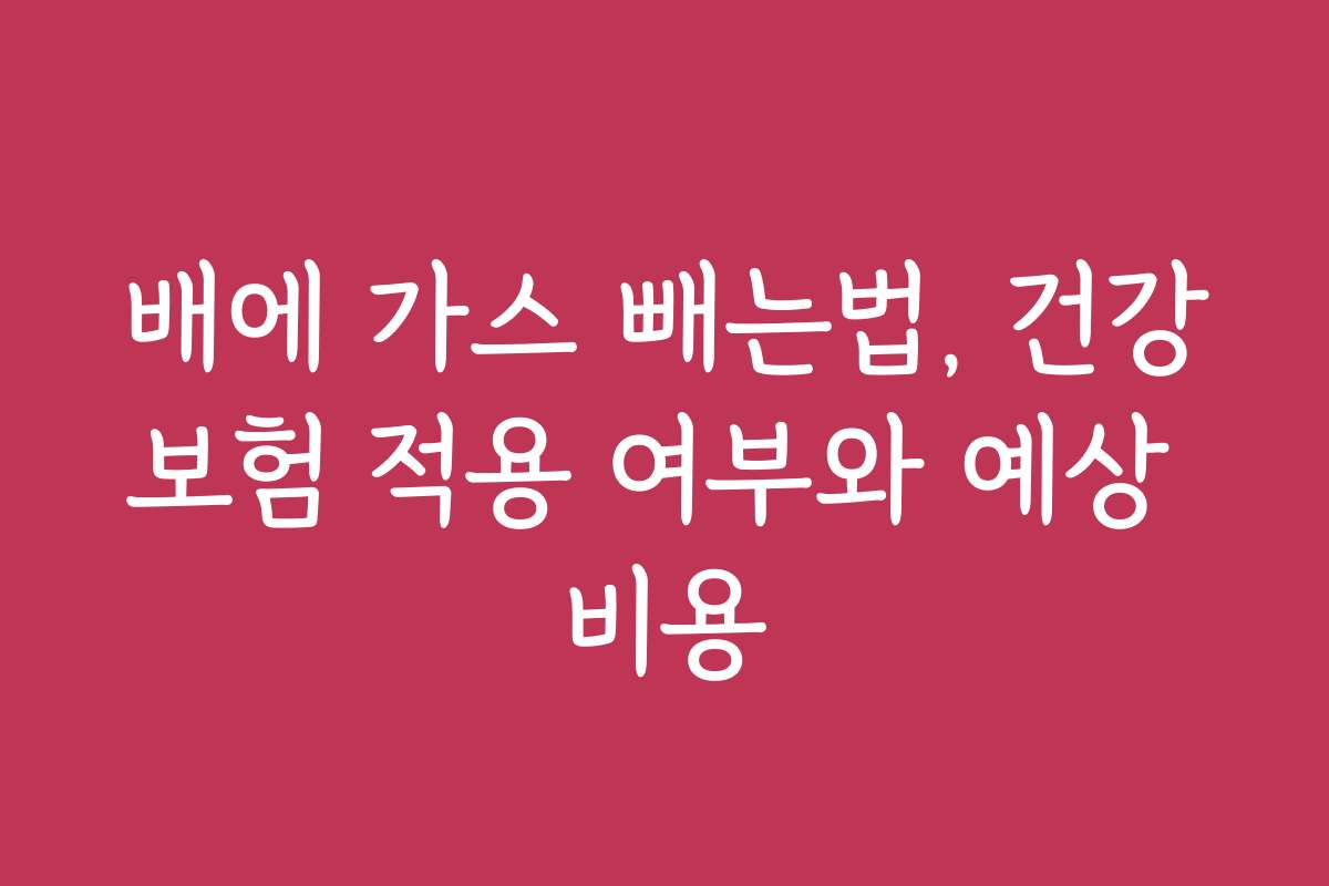 배에 가스 빼는법, 건강보험 적용 여부와 예상 비용