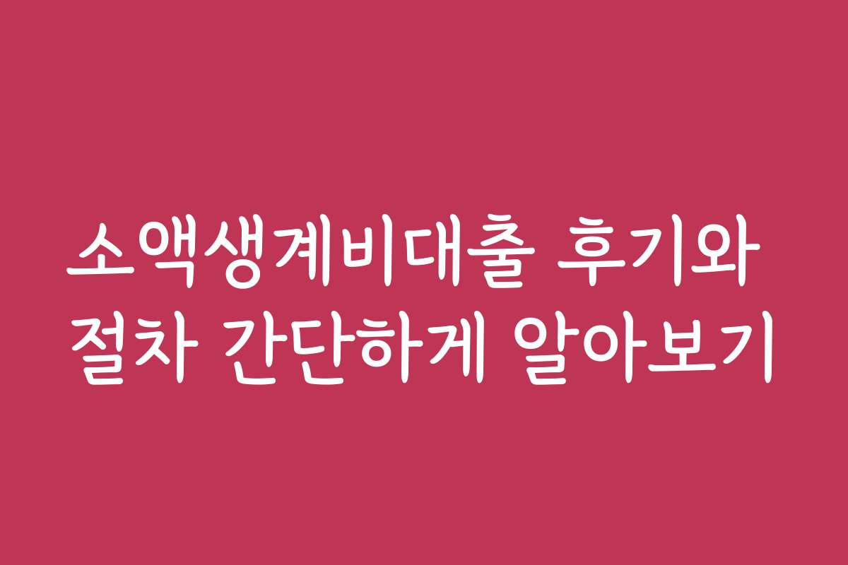 소액생계비대출 후기와 절차 간단하게 알아보기