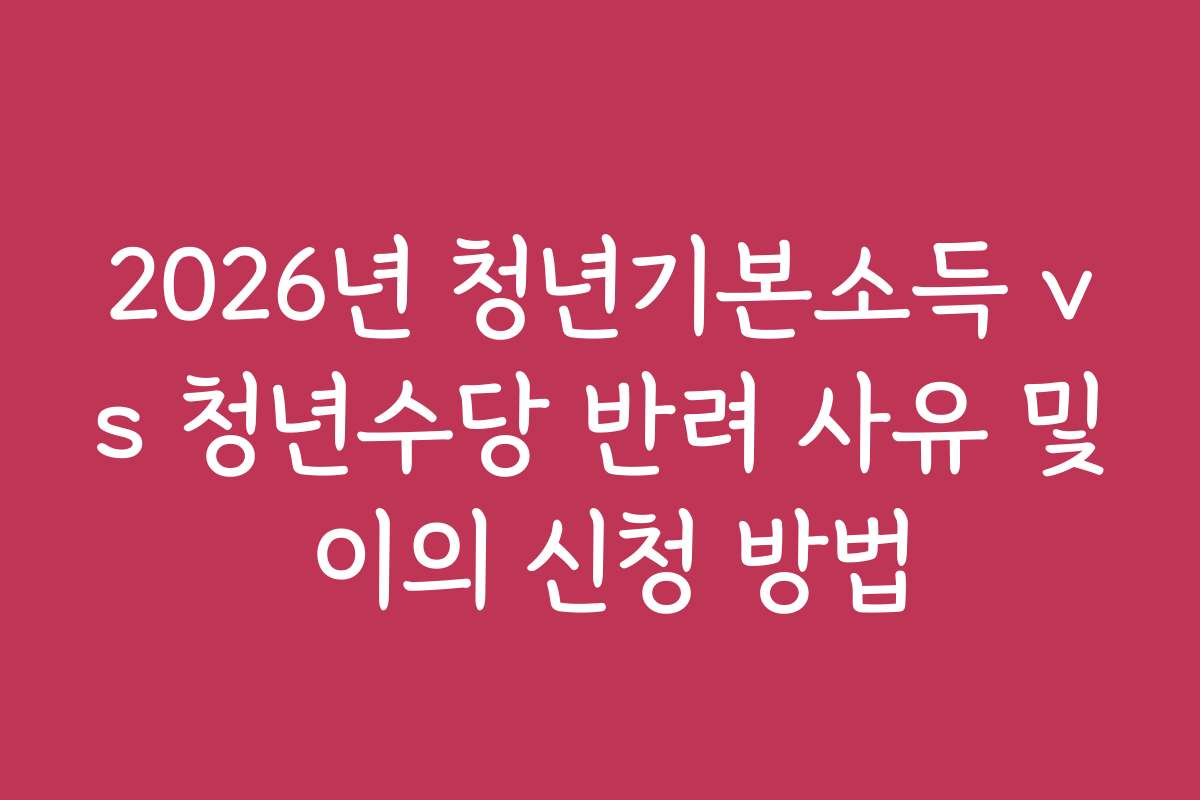2026년 청년기본소득 vs 청년수당 반려 사유 및 이의 신청 방법
