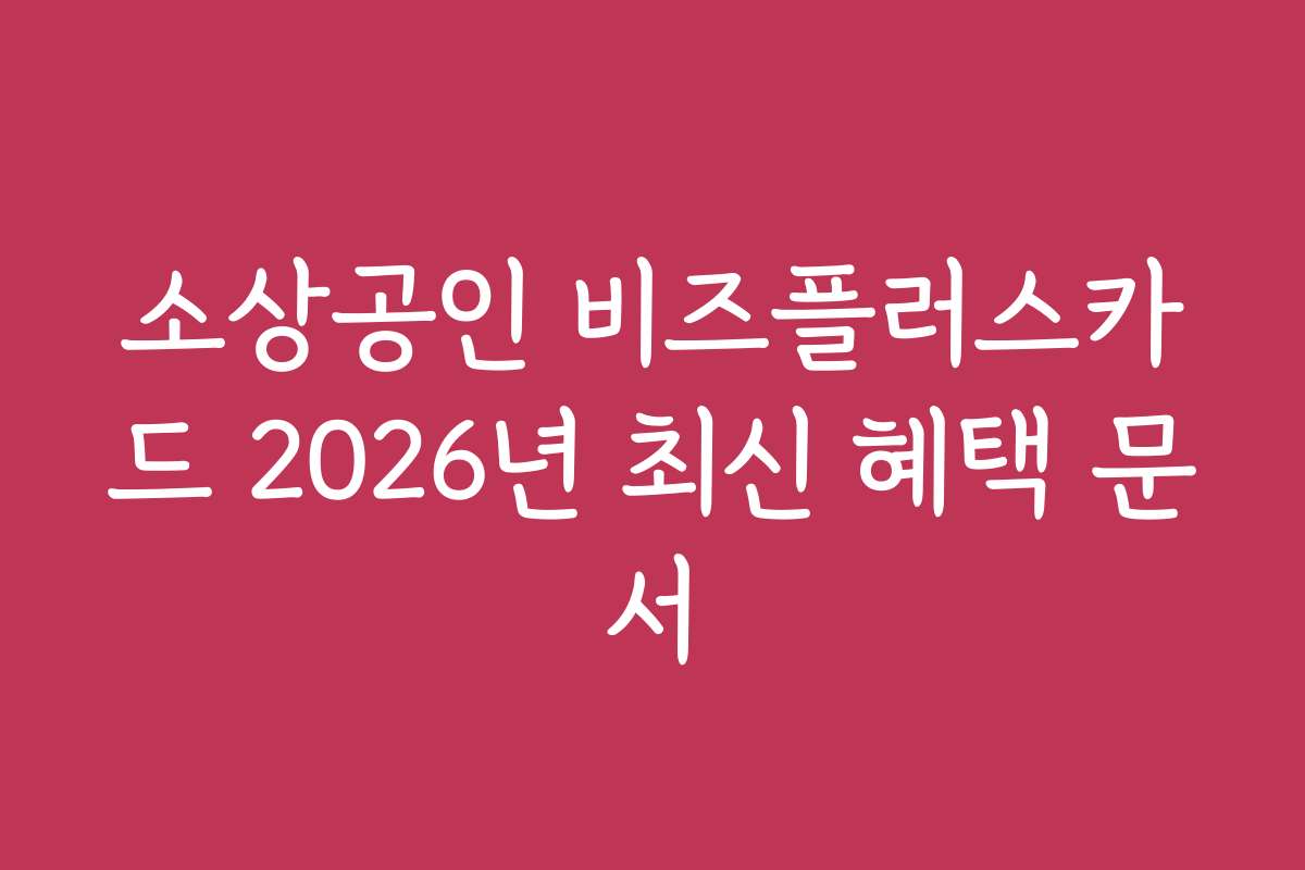 소상공인 비즈플러스카드 2026년 최신 혜택 문서