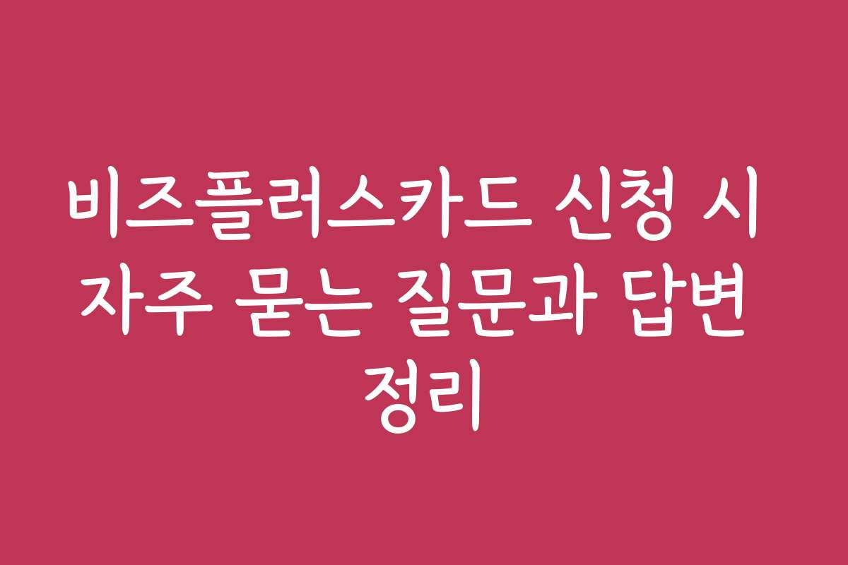 비즈플러스카드 신청 시 자주 묻는 질문과 답변 정리