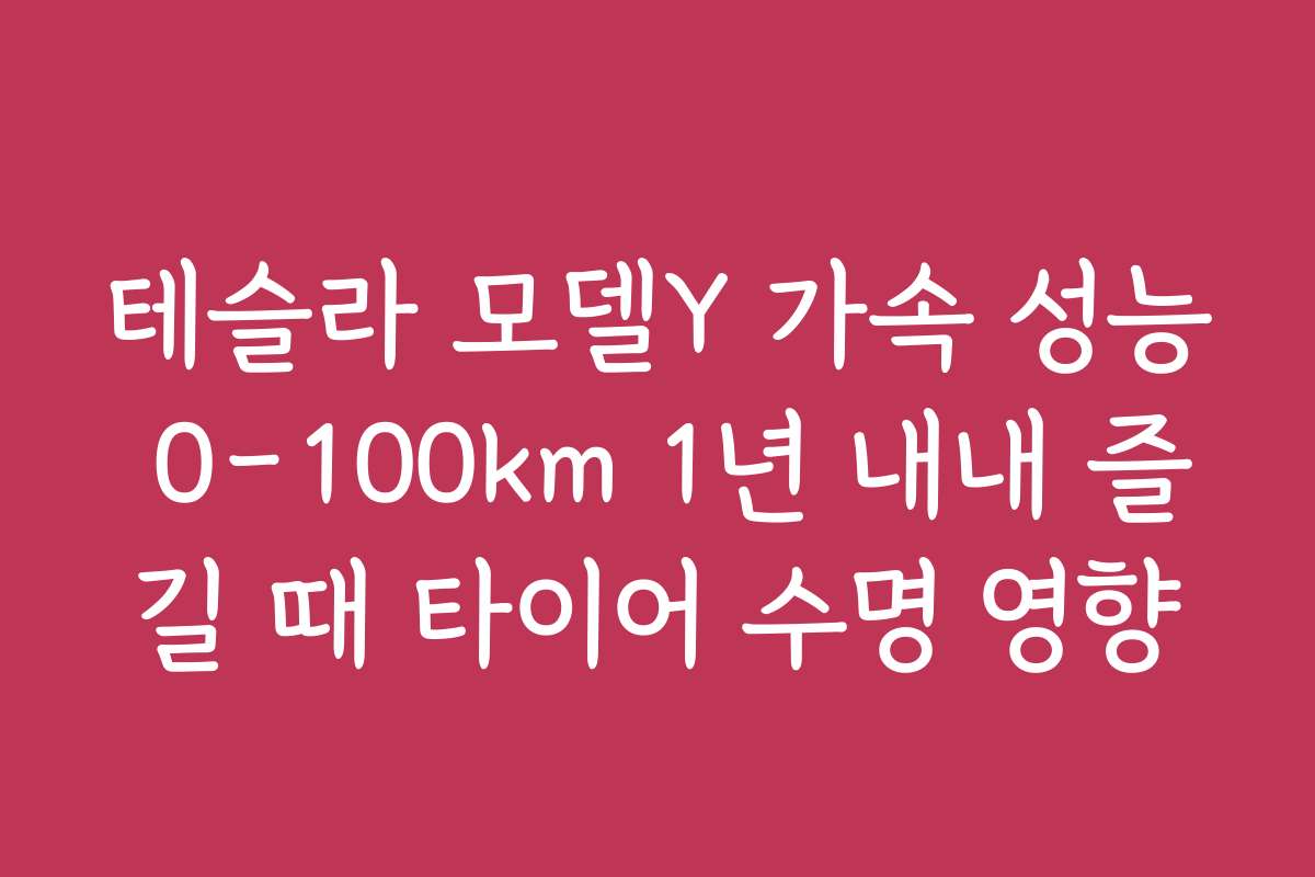 테슬라 모델Y 가속 성능 0-100km 1년 내내 즐길 때 타이어 수명 영향 테슬라 모델Y 가속 성능 0-100km 1년 내내 즐길 때 타이어 수명 영향
