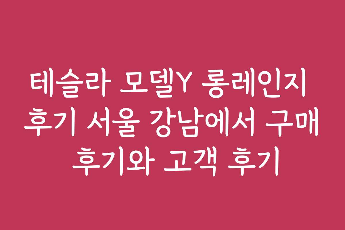 테슬라 모델Y 롱레인지 후기 서울 강남에서 구매 후기와 고객 후기