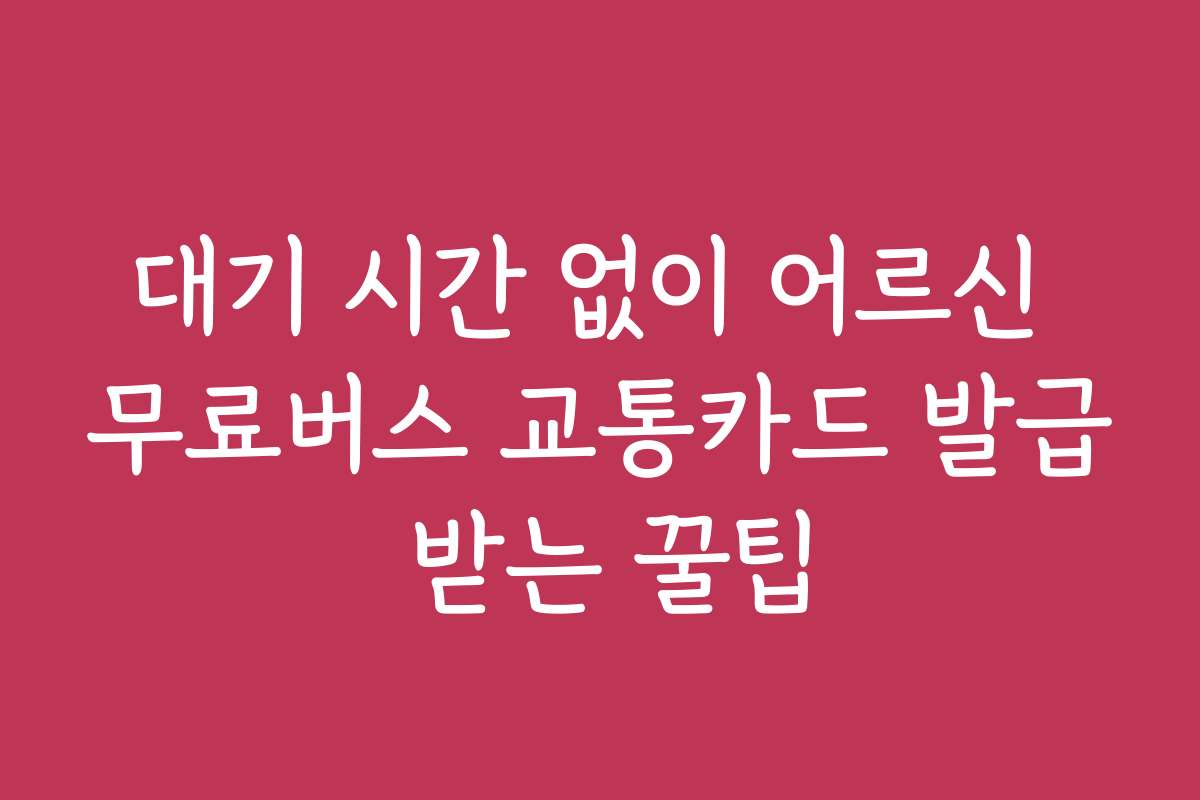 대기 시간 없이 어르신 무료버스 교통카드 발급 받는 꿀팁