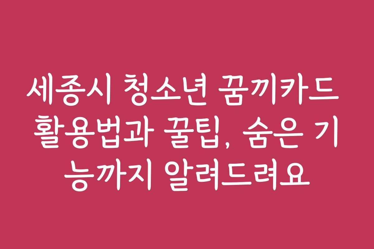 세종시 청소년 꿈끼카드 활용법과 꿀팁, 숨은 기능까지 알려드려요