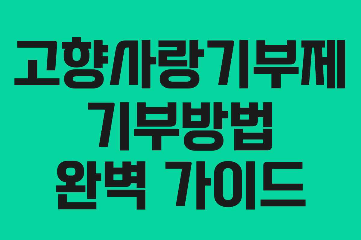 고향사랑기부제 기부방법 완벽 가이드