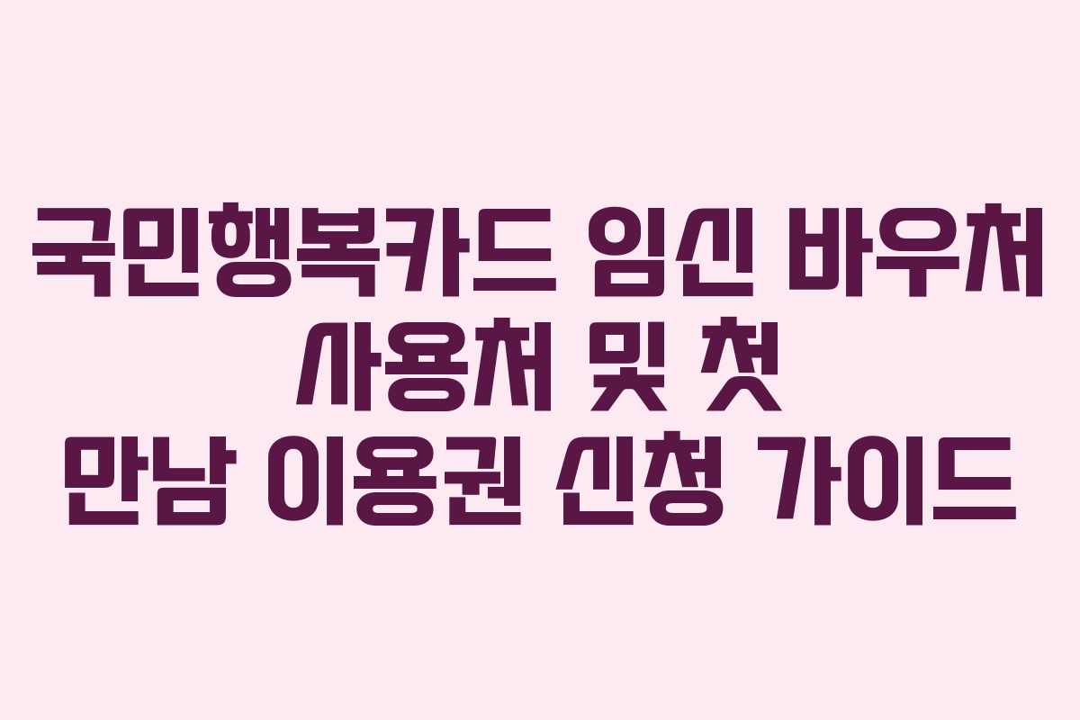 국민행복카드 임신 바우처 사용처 및 첫 만남 이용권 신청 가이드