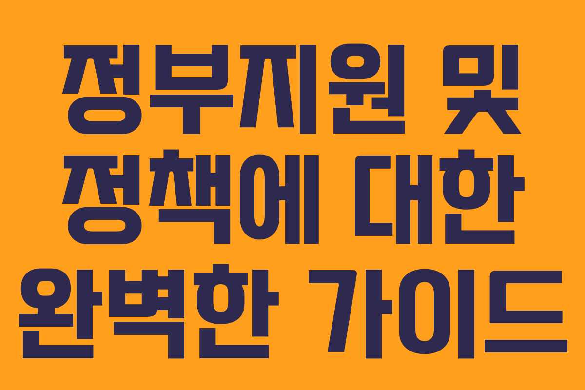 정부지원 및 정책에 대한 완벽한 가이드