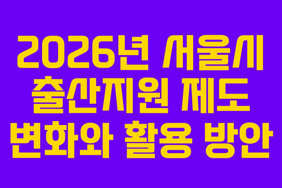 2026년 서울시 출산지원 제도 변화와 활용 방안