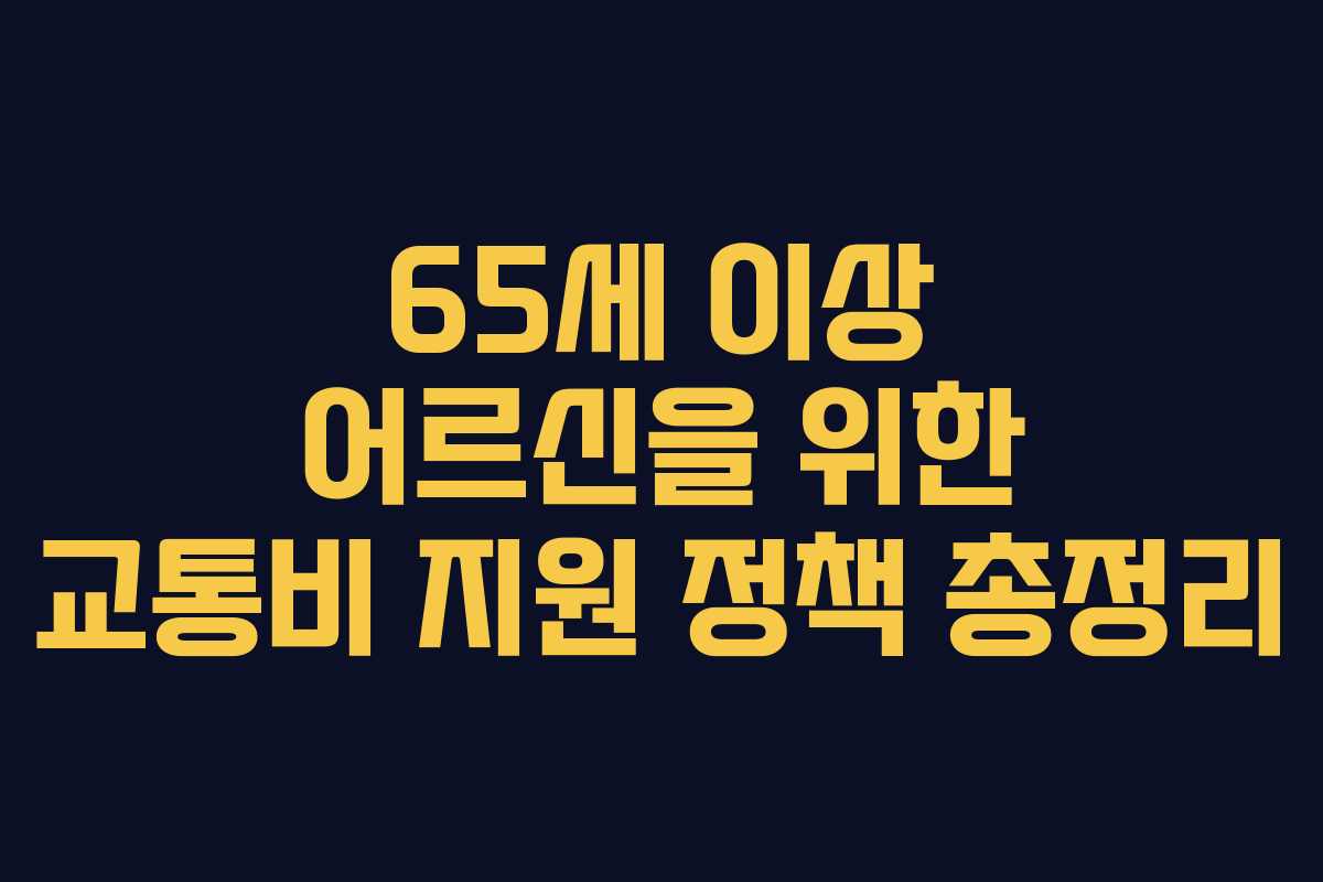 65세 이상 어르신을 위한 교통비 지원 정책 총정리
