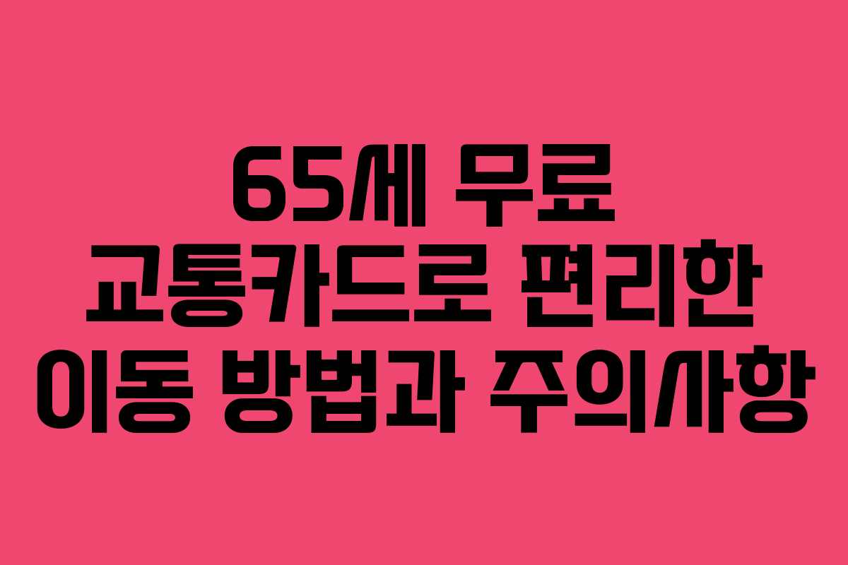 65세 무료 교통카드로 편리한 이동 방법과 주의사항