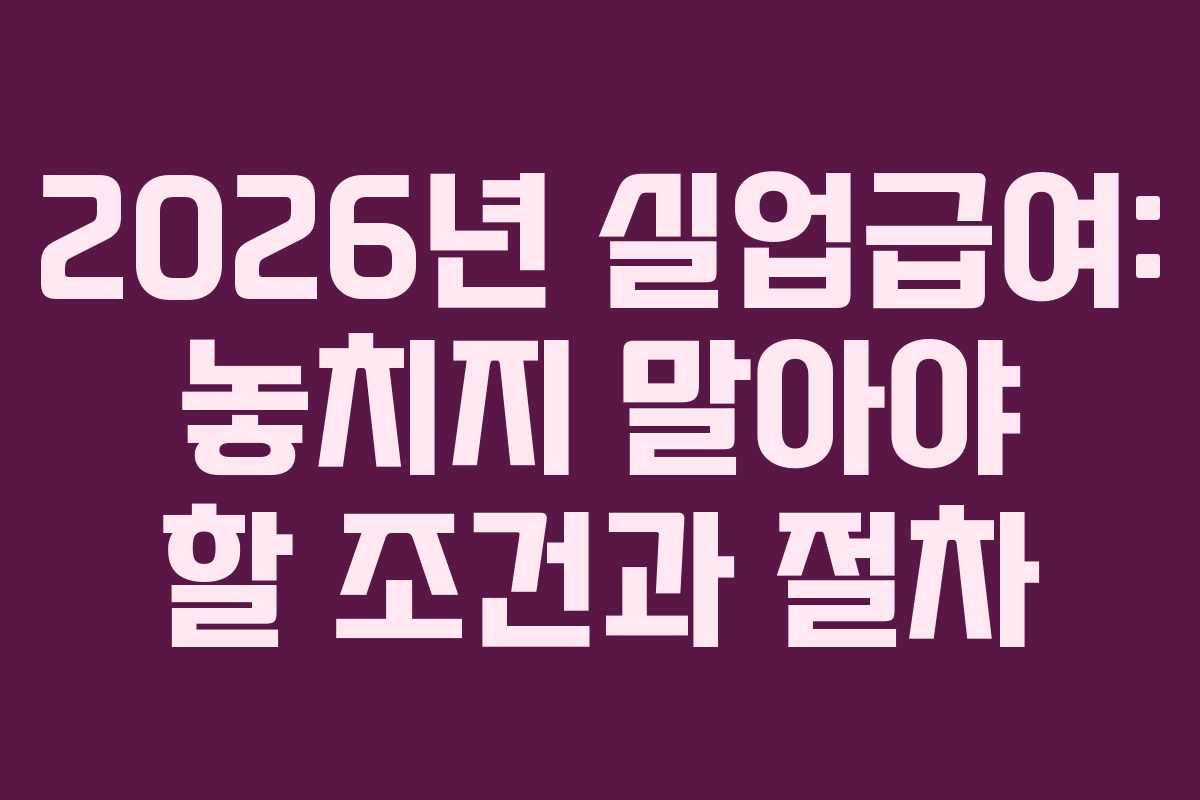 2026년 실업급여: 놓치지 말아야 할 조건과 절차