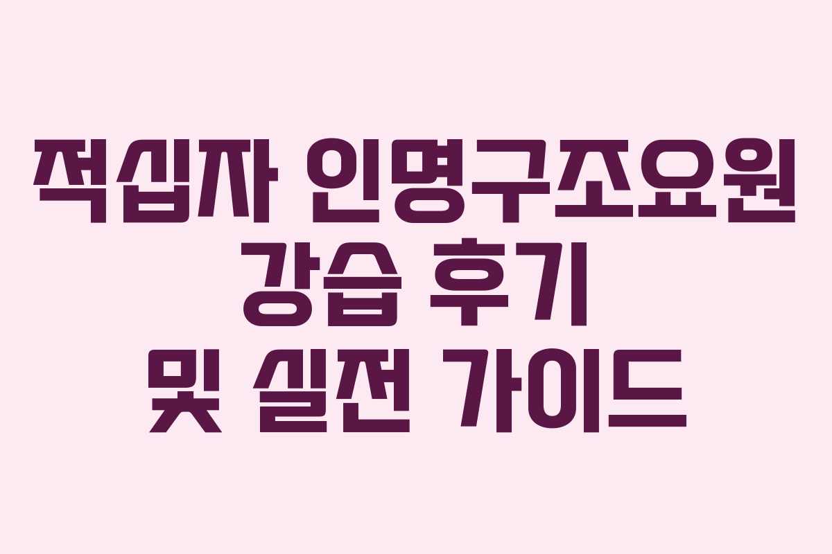 적십자 인명구조요원 강습 후기 및 실전 가이드 적십자 인명구조요원 강습 후기 및 실전 가이드