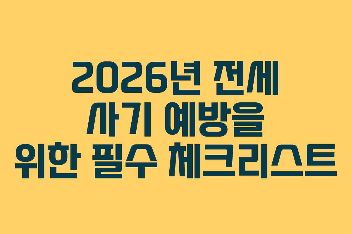 2026년 전세 사기 예방을 위한 필수 체크리스트