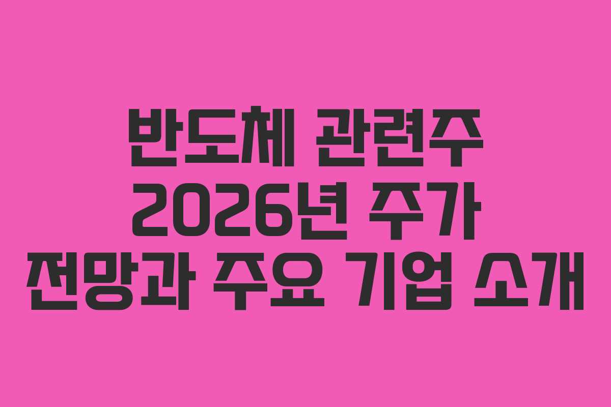 반도체 관련주 2026년 주가 전망과 주요 기업 소개