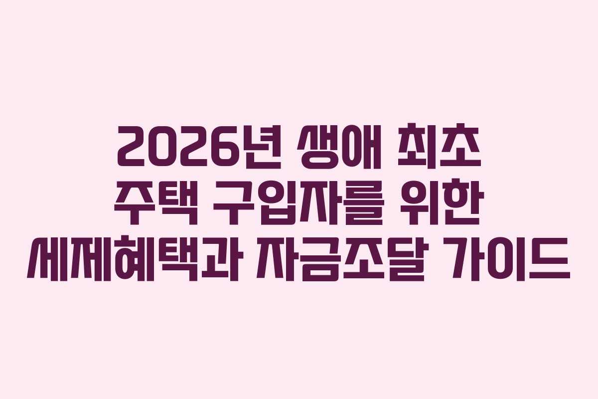 2026년 생애 최초 주택 구입자를 위한 세제혜택과 자금조달 가이드