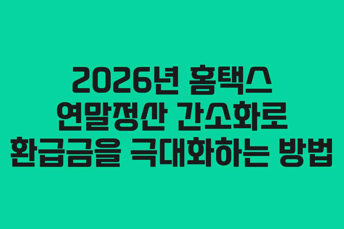 2026년 홈택스 연말정산 간소화로 환급금을 극대화하는 방법