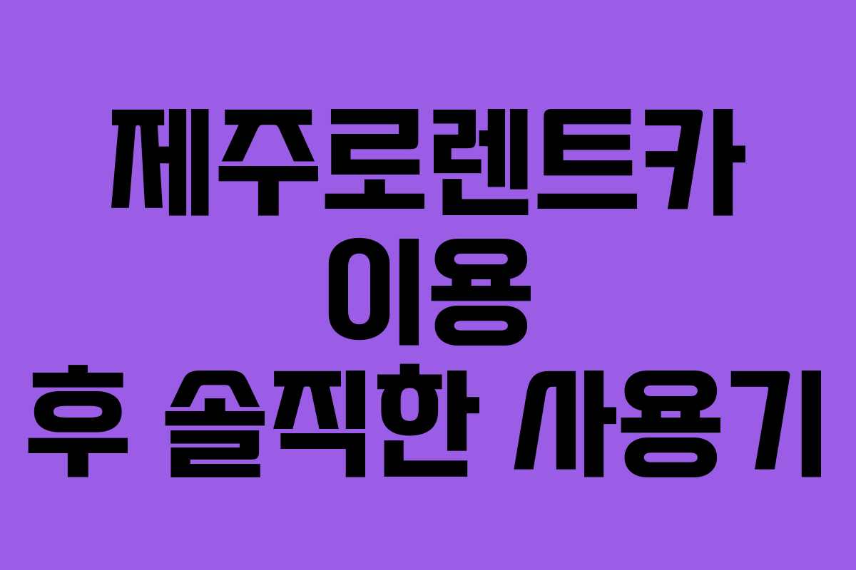 제주로렌트카 이용 후 솔직한 사용기
