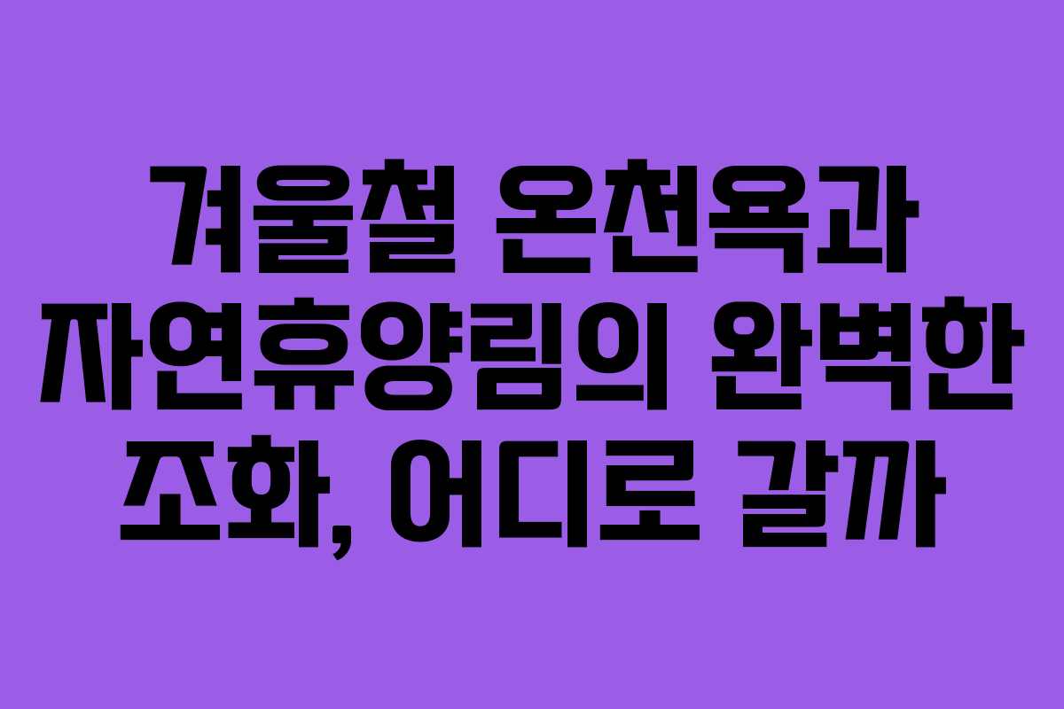 겨울철 온천욕과 자연휴양림의 완벽한 조화, 어디로 갈까