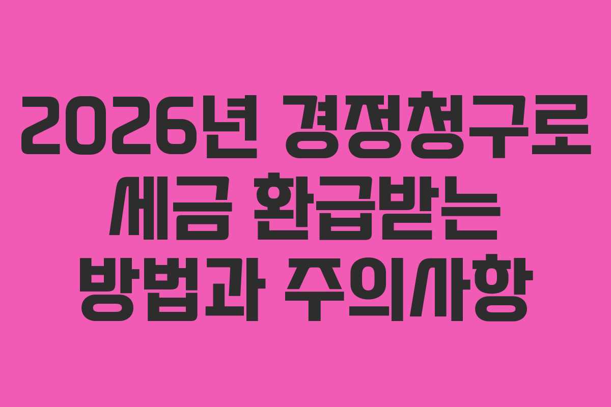 2026년 경정청구로 세금 환급받는 방법과 주의사항