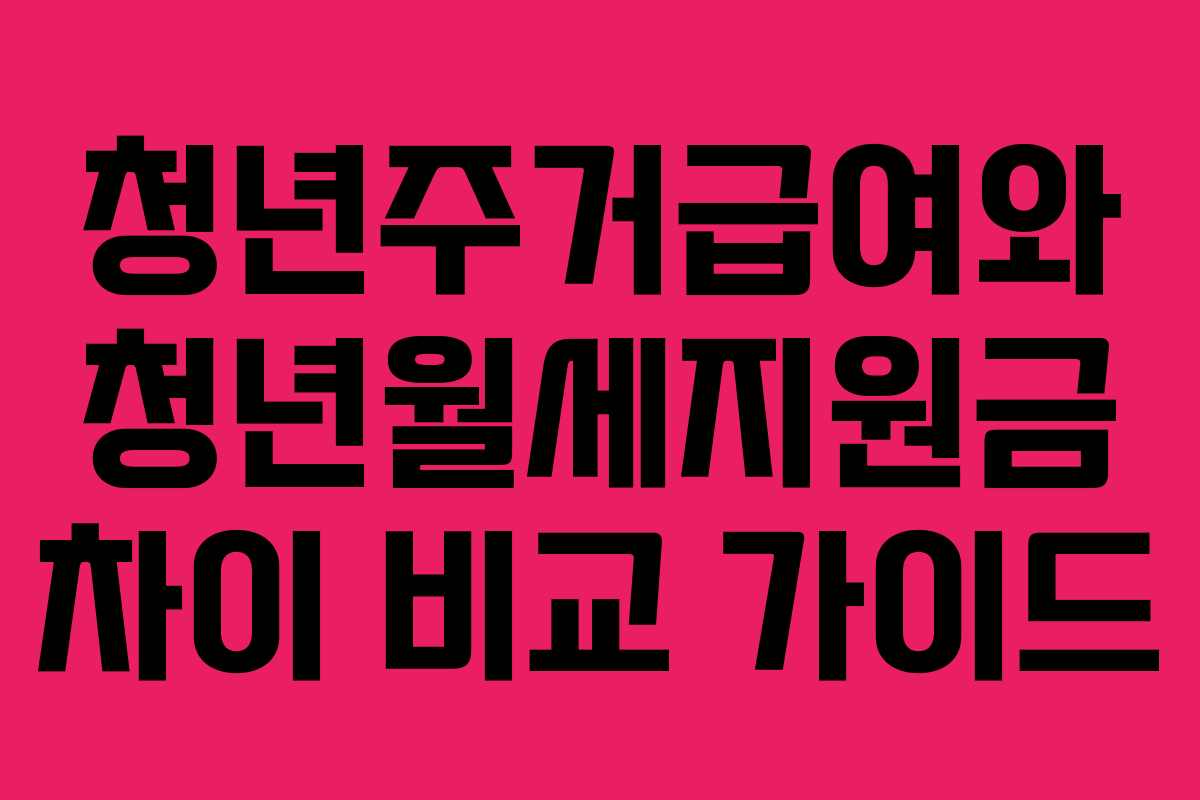 청년주거급여와 청년월세지원금 차이 비교 가이드