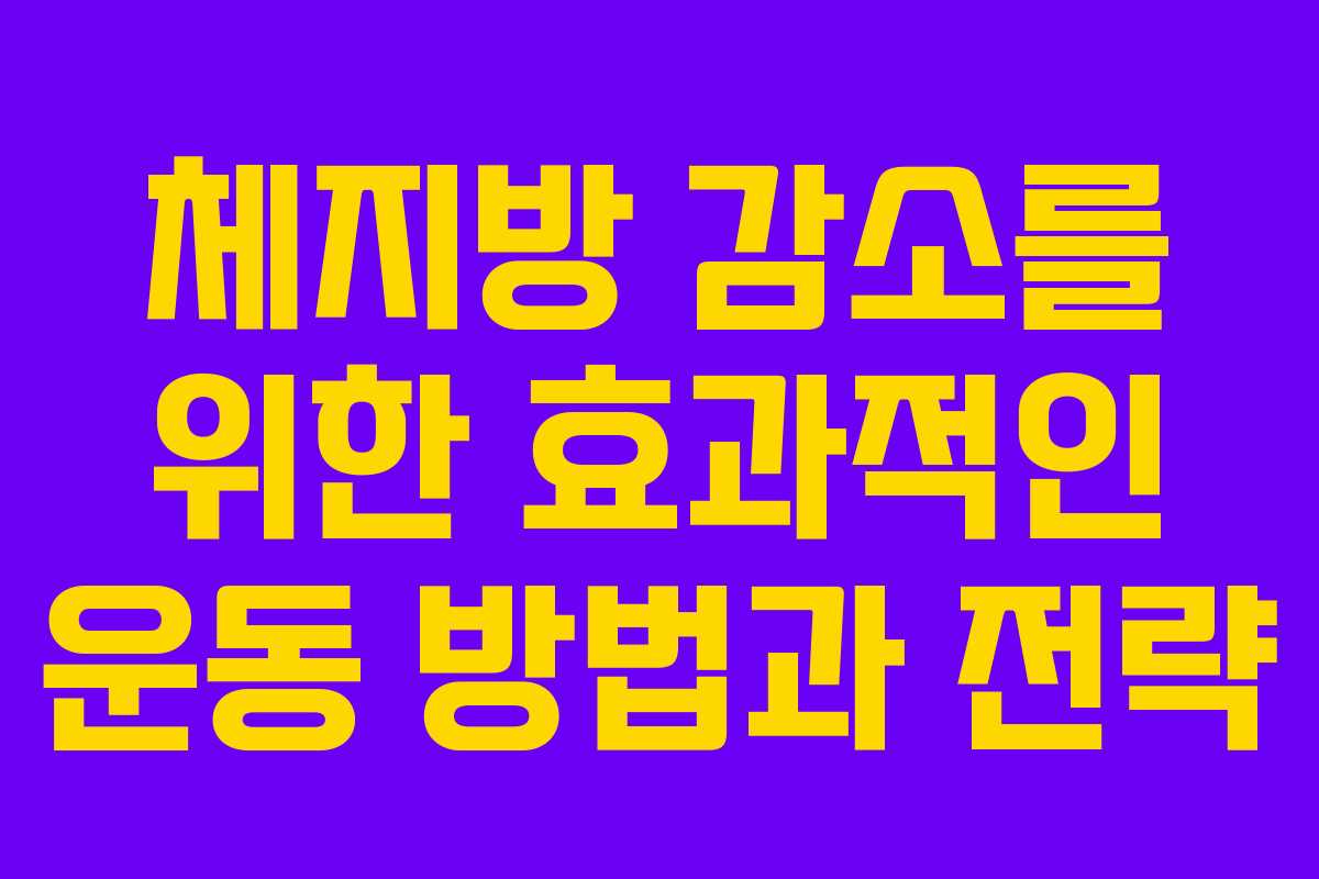 체지방 감소를 위한 효과적인 운동 방법과 전략