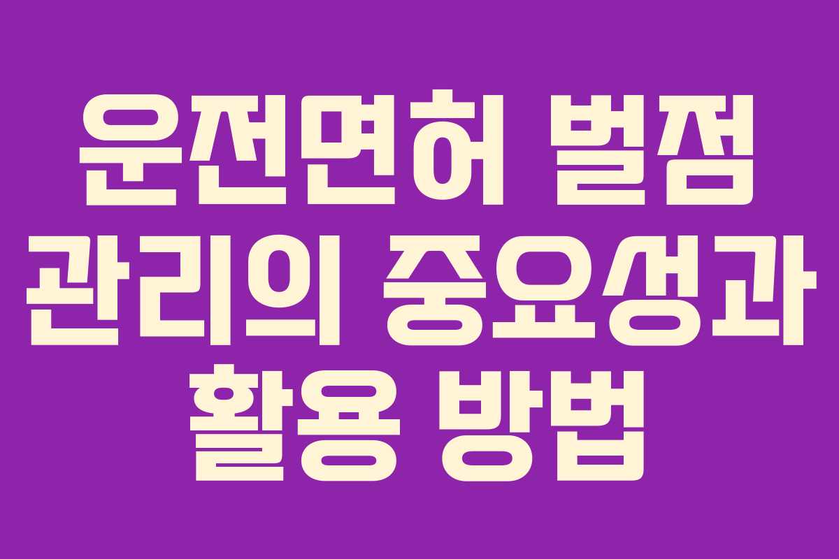 운전면허 벌점 관리의 중요성과 활용 방법