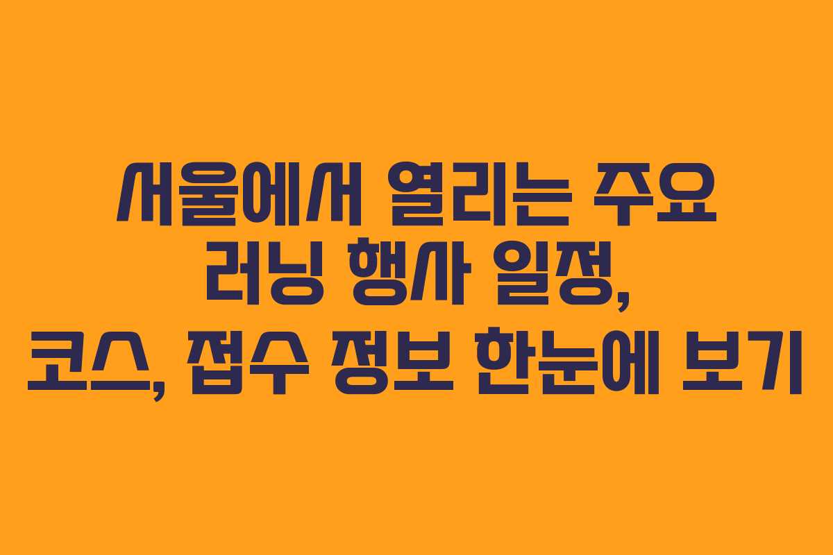 서울에서 열리는 주요 러닝 행사 일정, 코스, 접수 정보 한눈에 보기