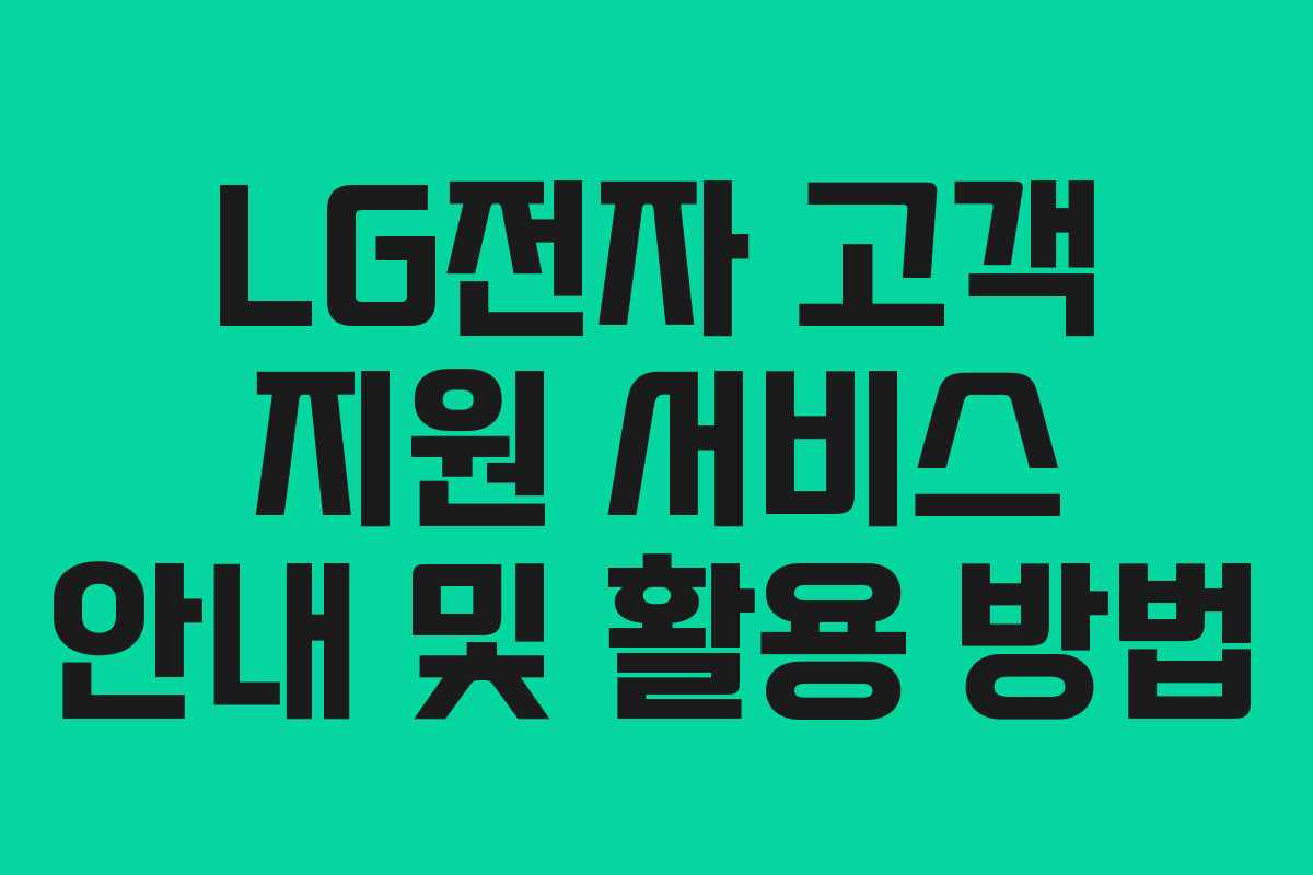 LG전자 고객 지원 서비스 안내 및 활용 방법