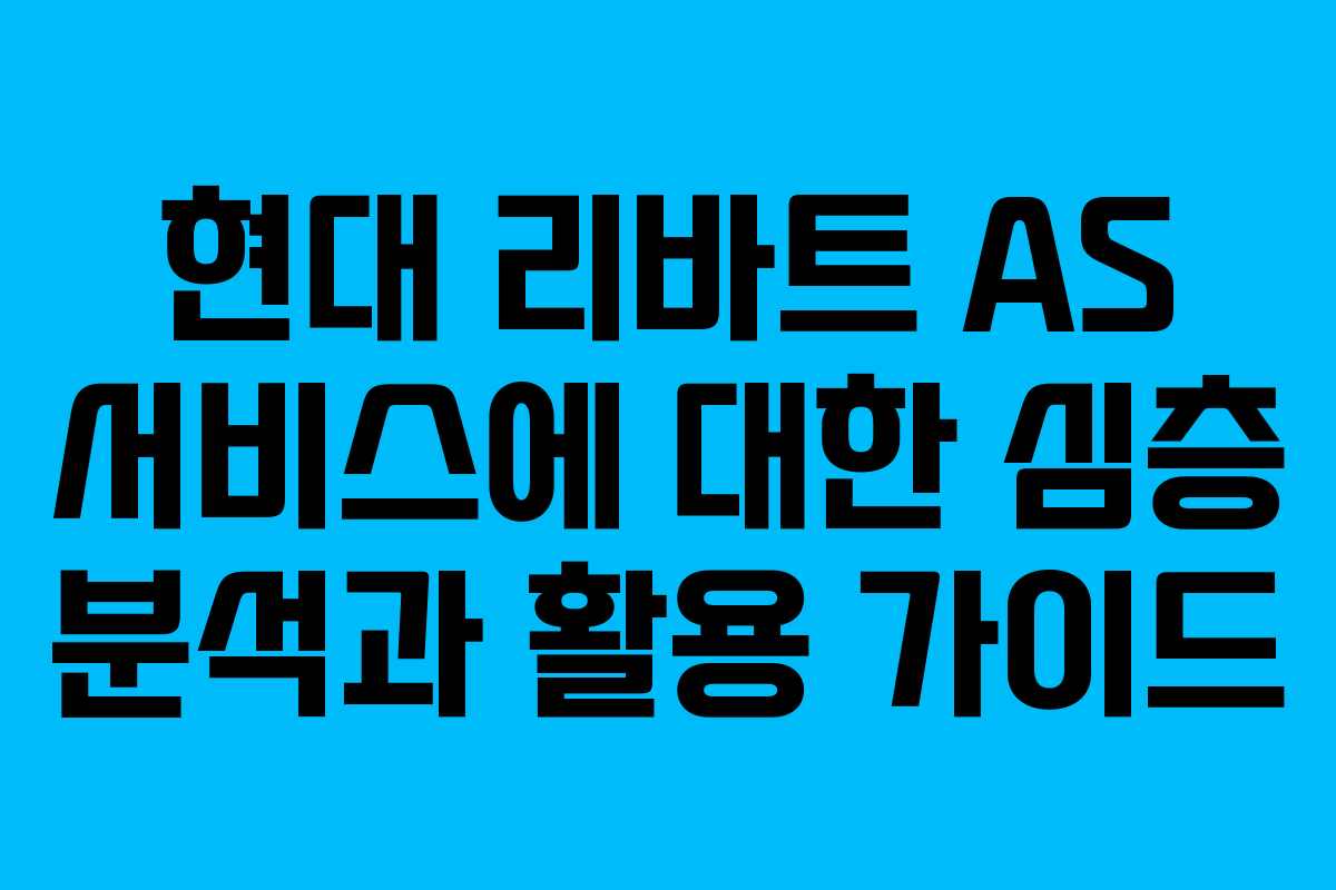 현대 리바트 AS 서비스에 대한 심층 분석과 활용 가이드
