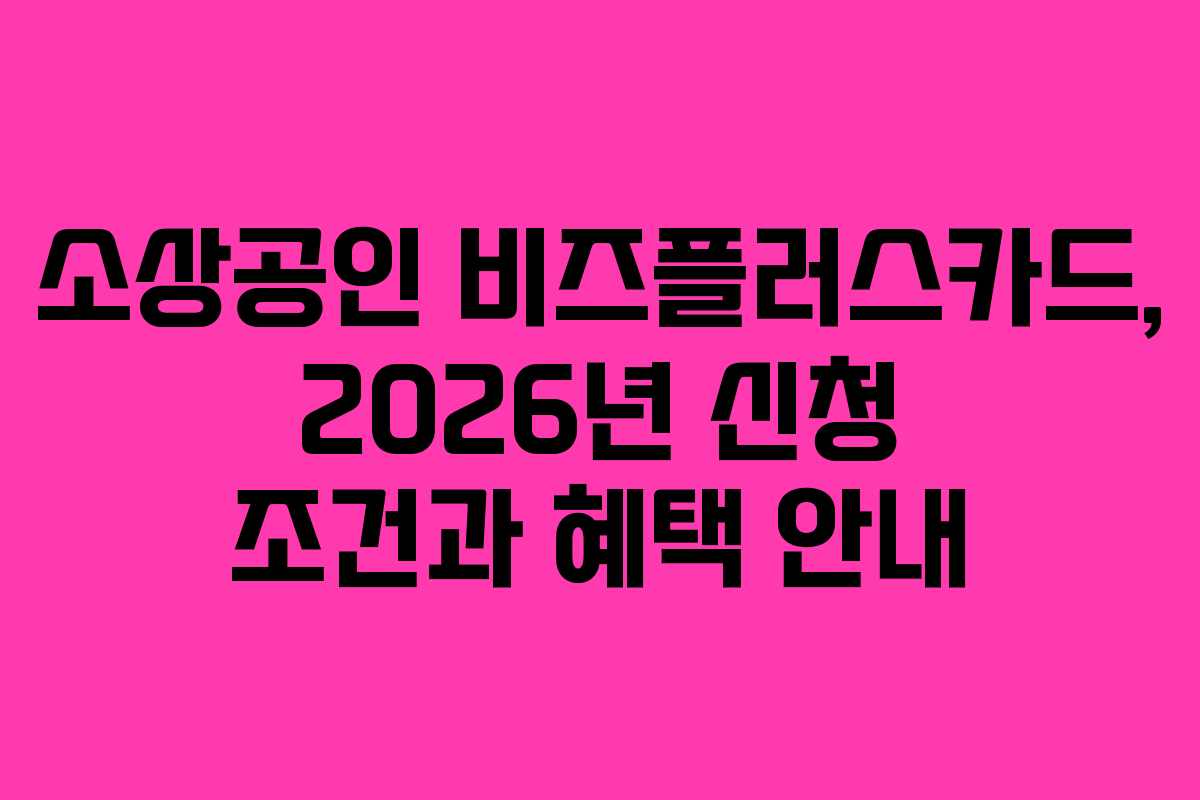 소상공인 비즈플러스카드, 2026년 신청 조건과 혜택 안내