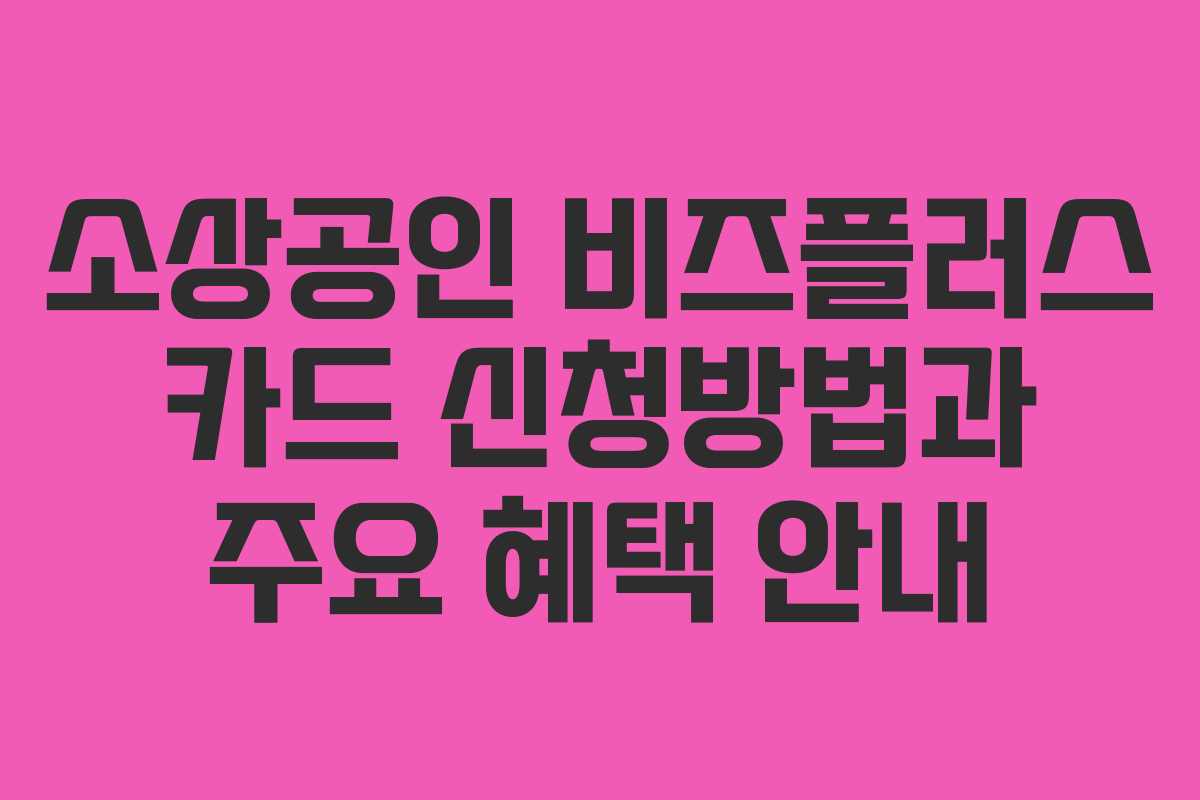 소상공인 비즈플러스 카드 신청방법과 주요 혜택 안내