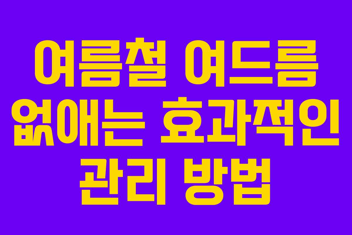 여름철 여드름 없애는 효과적인 관리 방법