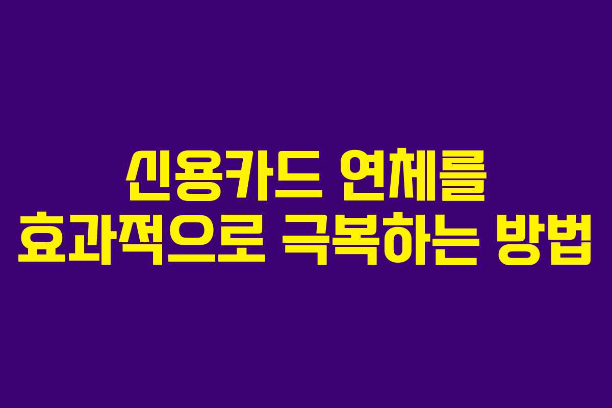 신용카드 연체를 효과적으로 극복하는 방법