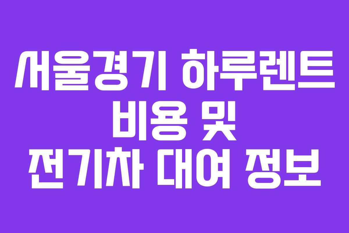 서울경기 하루렌트 비용 및 전기차 대여 정보