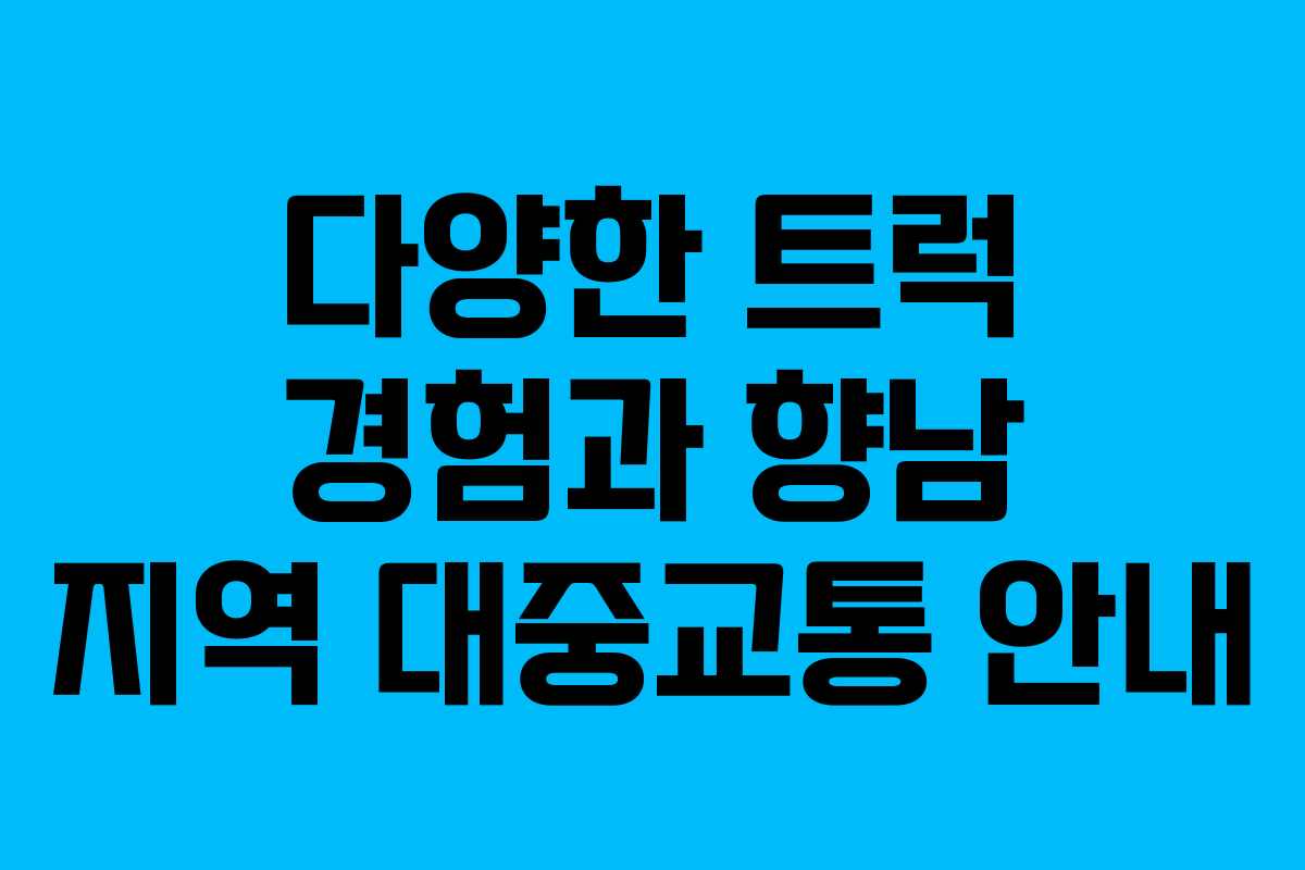 다양한 트럭 경험과 향남 지역 대중교통 안내