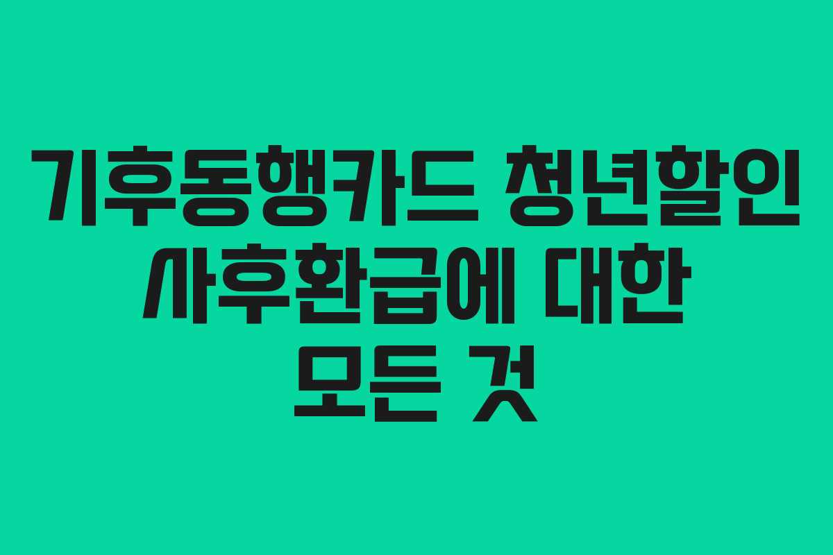 기후동행카드 청년할인 사후환급에 대한 모든 것