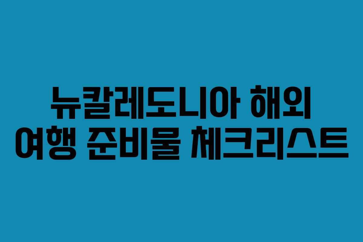 뉴칼레도니아 해외 여행 준비물 체크리스트